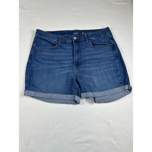 Old Navy High-Rise Wow Denim Shorts Womens 16 Medium Wash Blue Cuffed Stretch